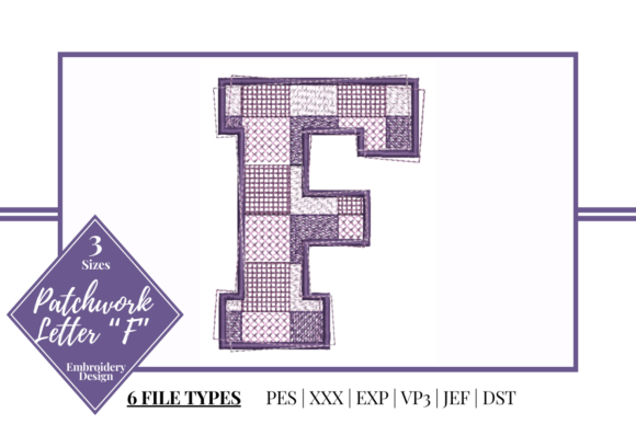 Patchwork Letter F Embroidery Design