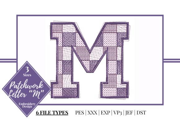 Patchwork Letter M Embroidery Design